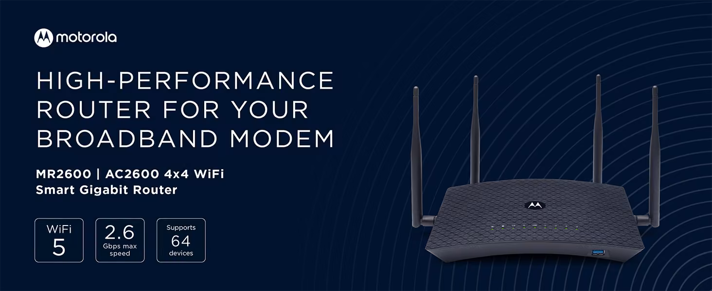 Advertisement for the Motorola MR2600 router